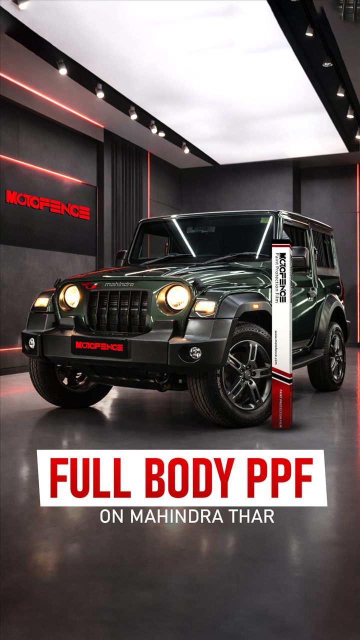 Green Mahindra Thar protected with PPF
